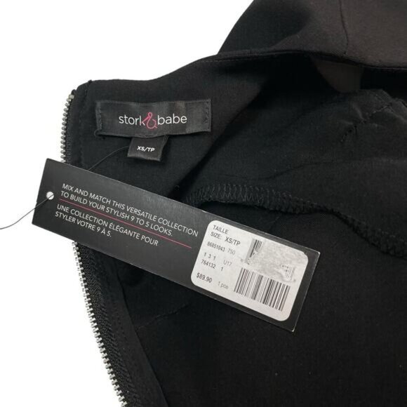 NWT STORK & BABE Maternity Ruffle Sheath Dress Sz XS Black - Picture 4 of 4